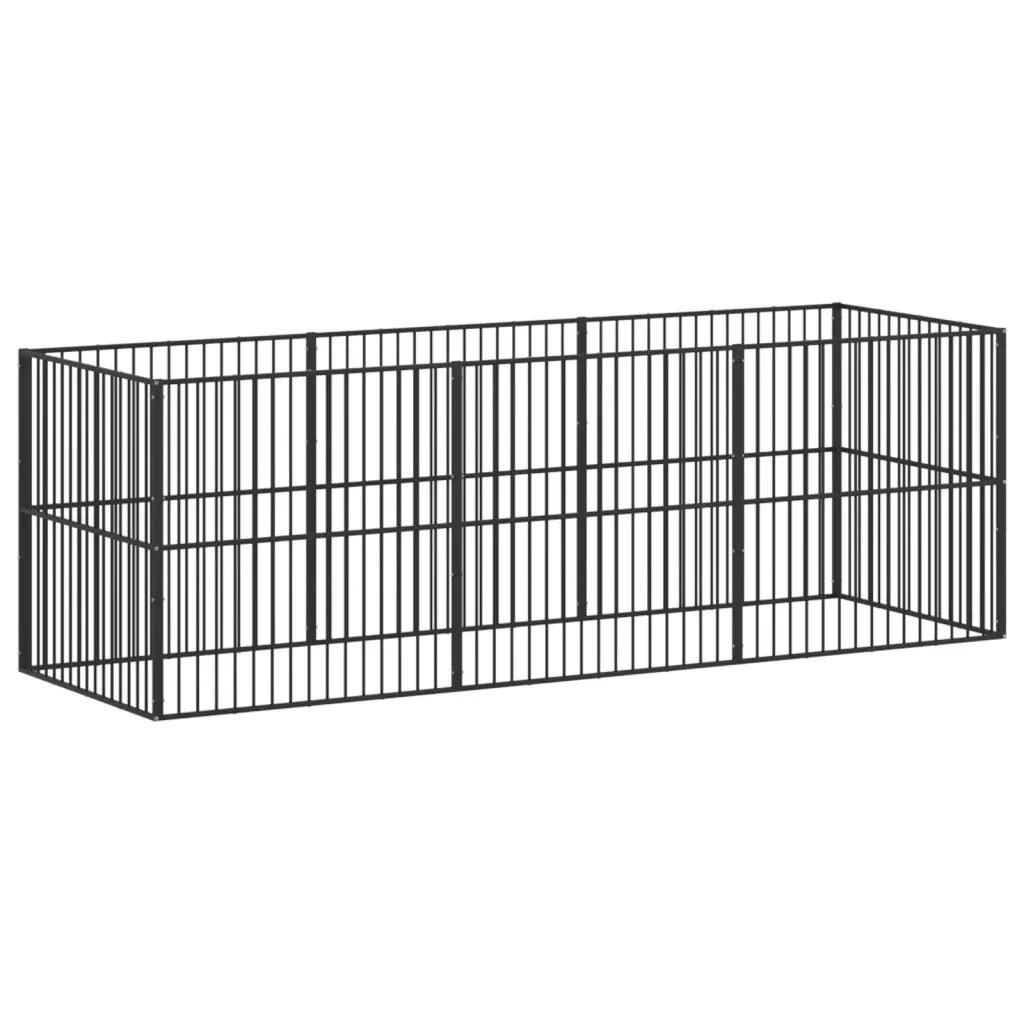 Box per Cani 8 Pannelli Nero Acciaio Zincato CFW7265685