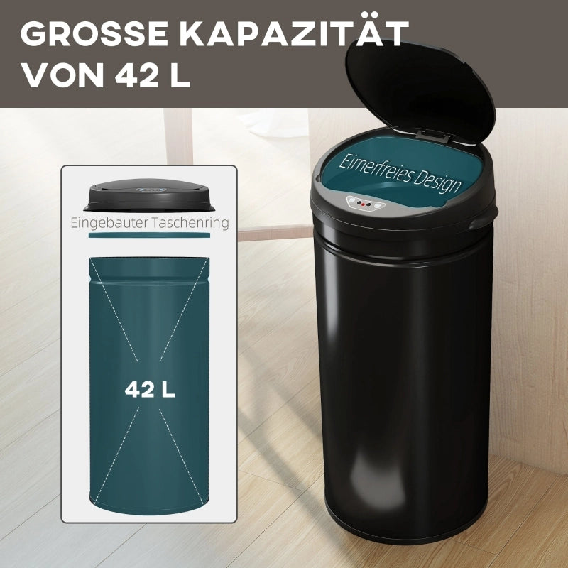 CESTINO PORTARIFIUTI SENSOR 42 L ACCIAIO INOX NERO