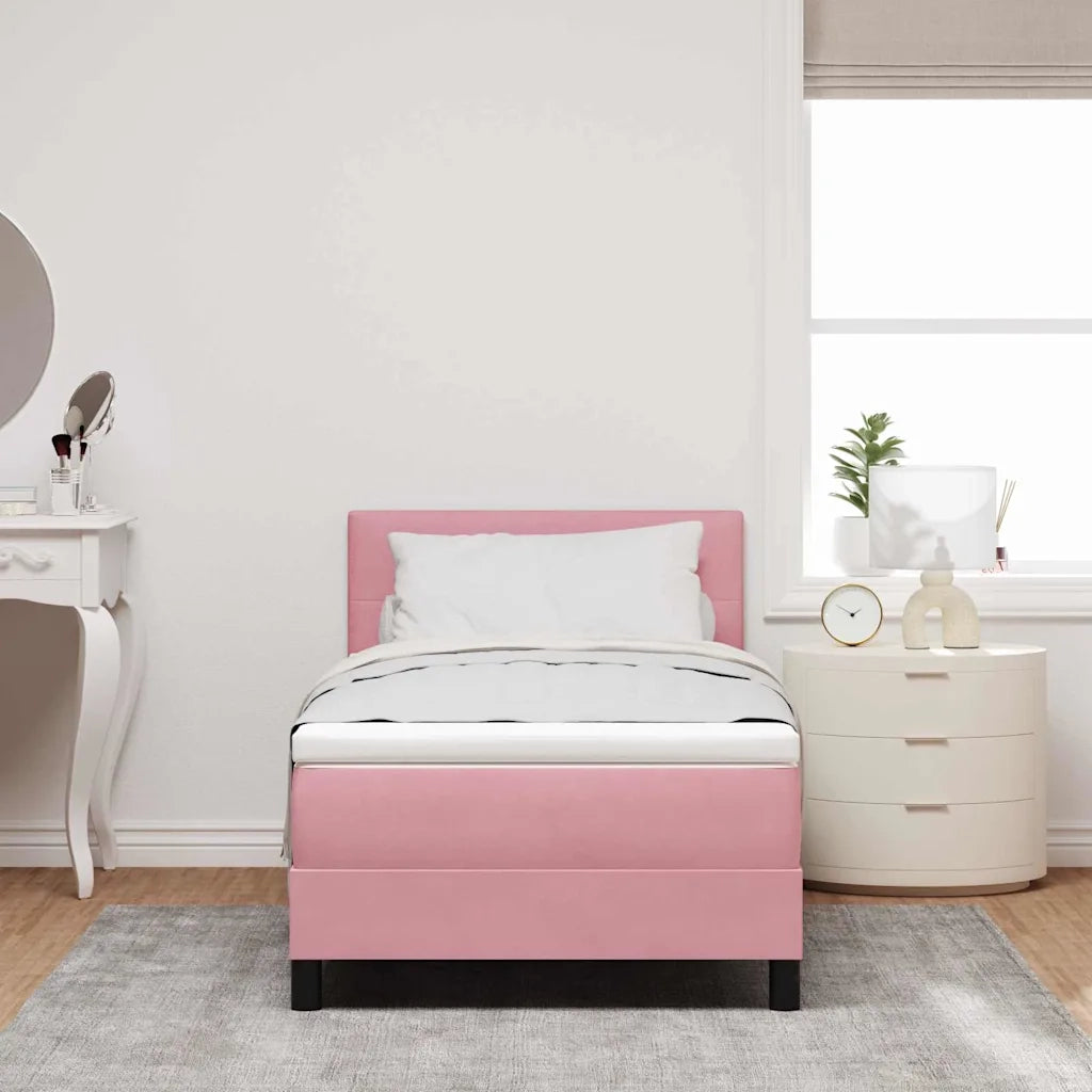 Letto a molle con materasso Rosa 80 x 200 cm Velluto 3339139