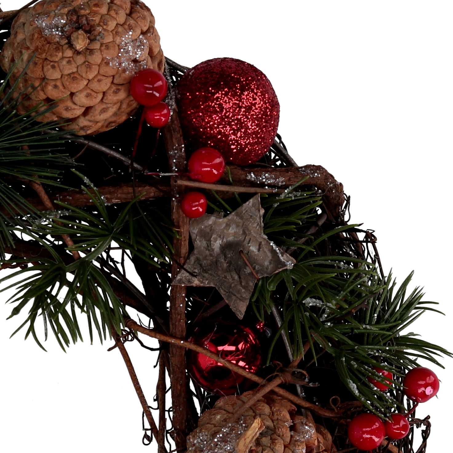 Coroncina con pigne e fiocchi rosso scozzese cm Ø34x10