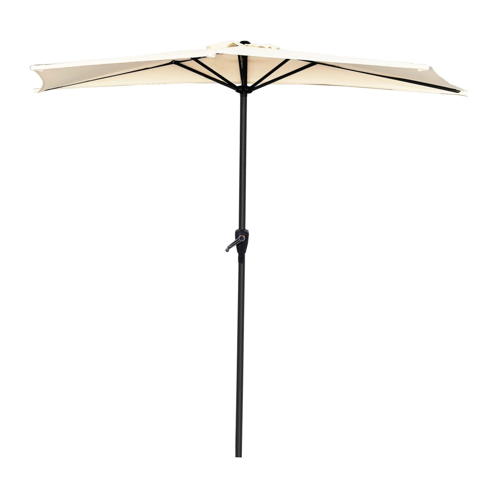 Ombrellone da Giardino a Mezzaluna 268x135x235 cm in Acciaio e Poliestere Beige