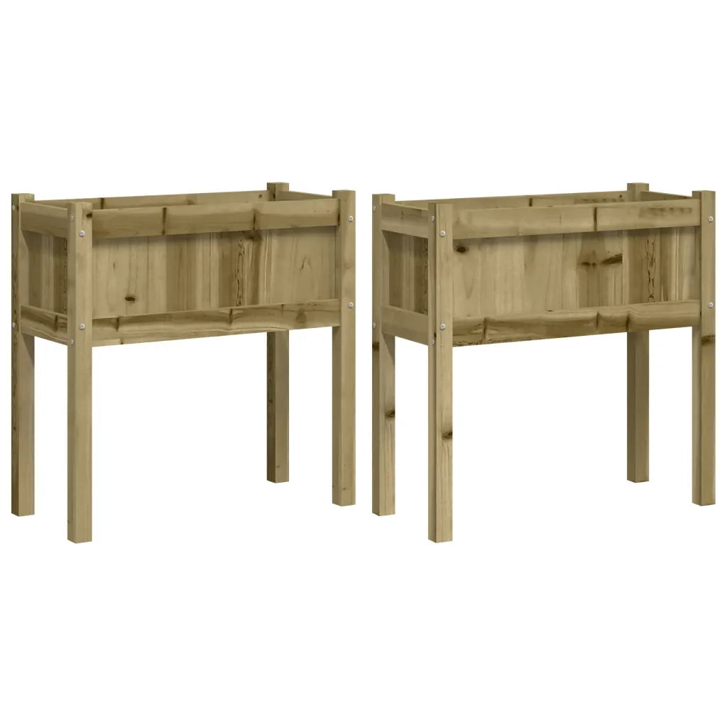 2 pz Fioriere | Cassetta per fiori | Vaso da Giardino con Gambe in Legno di Pino Impregnato