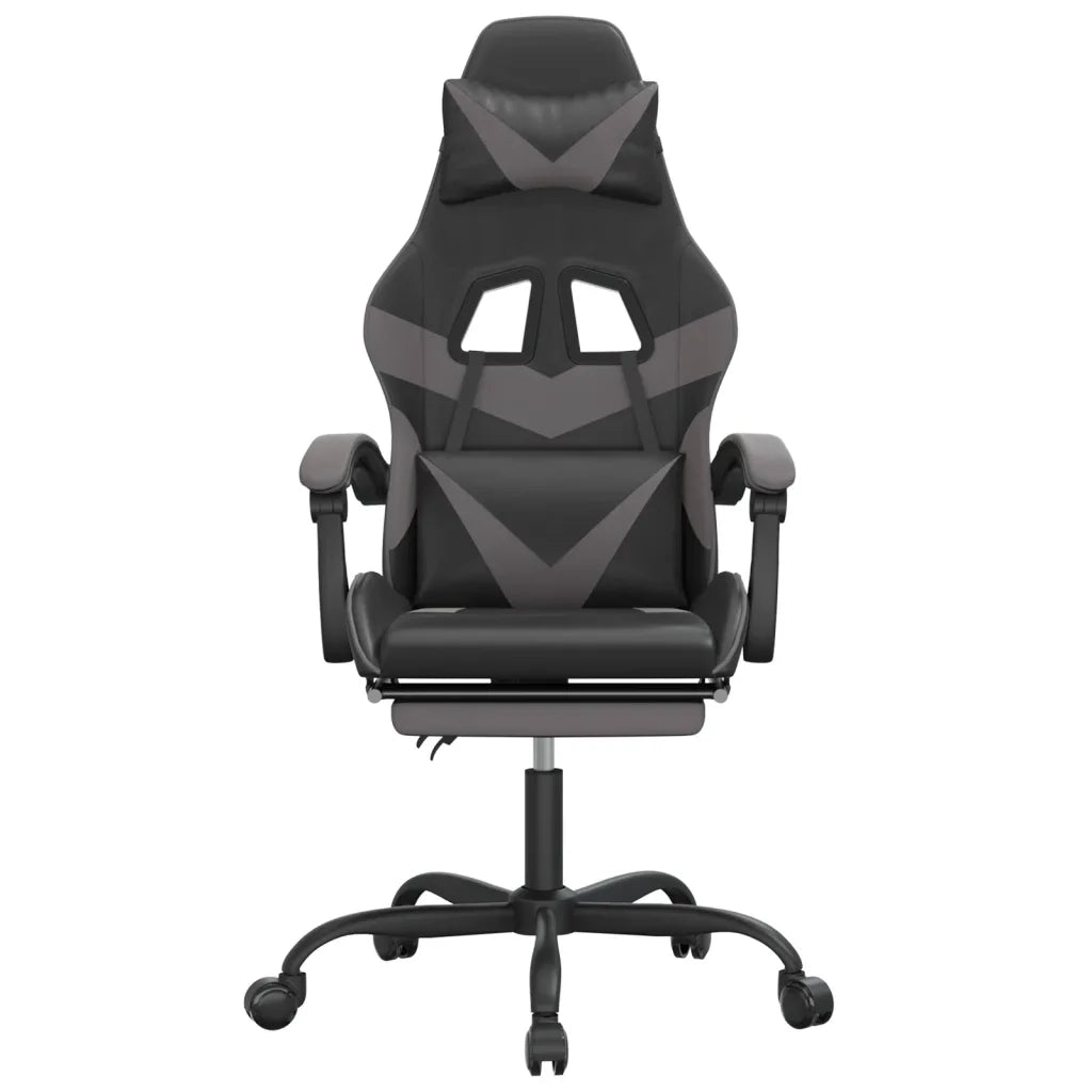 Sedia da Gaming | Sedia da e-sports Girevole Poggiapiedi Nero e Grigio Similpelle