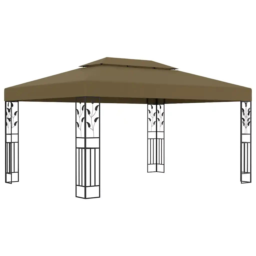 Gazebo | Pergolato con Tetto Doppio e Luci LED 3x4 m Grigio Talpa