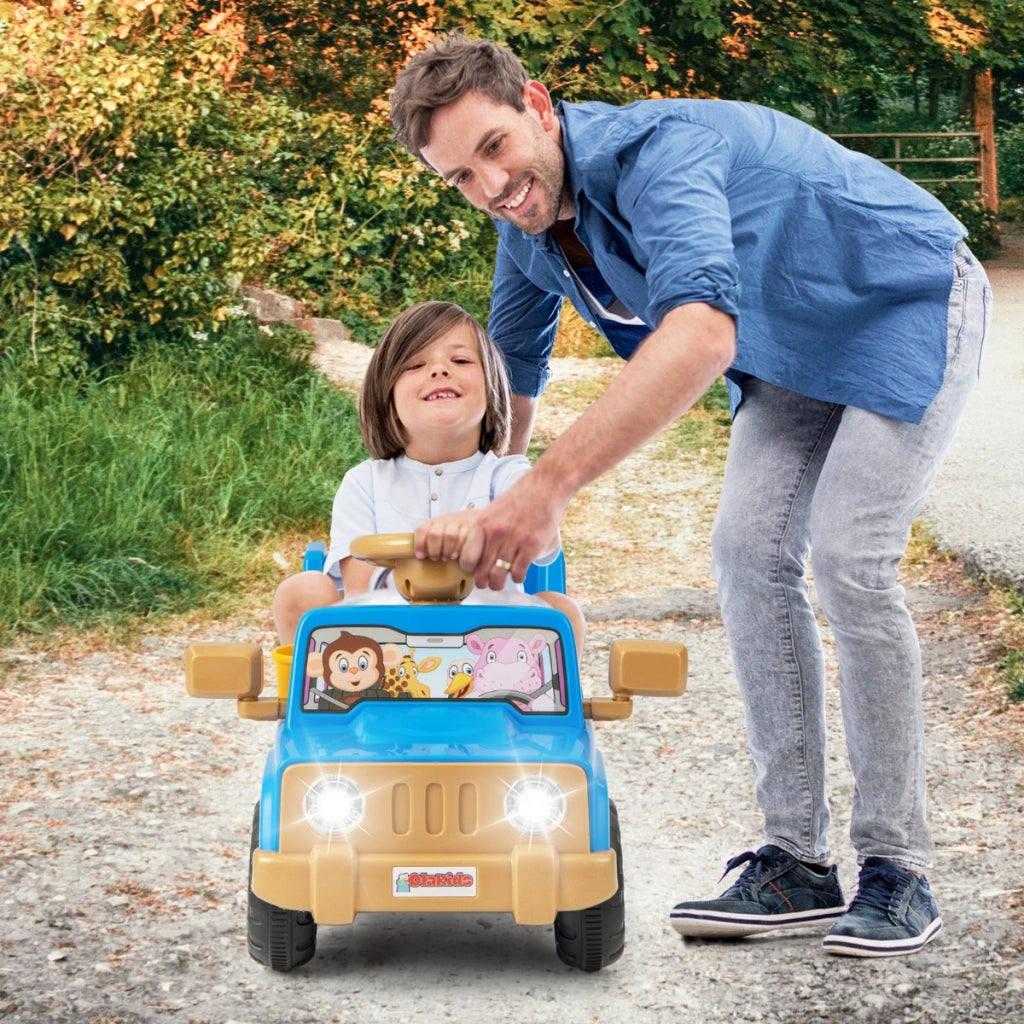 Auto elettrica 6v per bambini ¨¨ un giocattolo con luci led, Auto elettrica con effetto motore si accende con pulsante Blu-Macchinine giocattoli