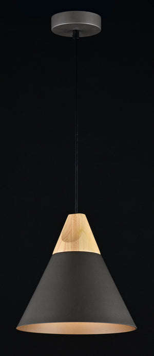 Lampada pendente Pendant in Metallo e Legno Bicones Nero