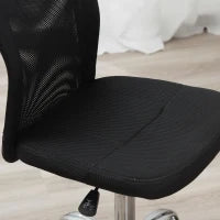 Sedia da Ufficio Ergonomica Senza Braccioli, Sedia per Scrivania in Tessuto Traspirante a Rete, Altezza Regolabile e 5 Ruote, 43x58x90-100 cm, Nero