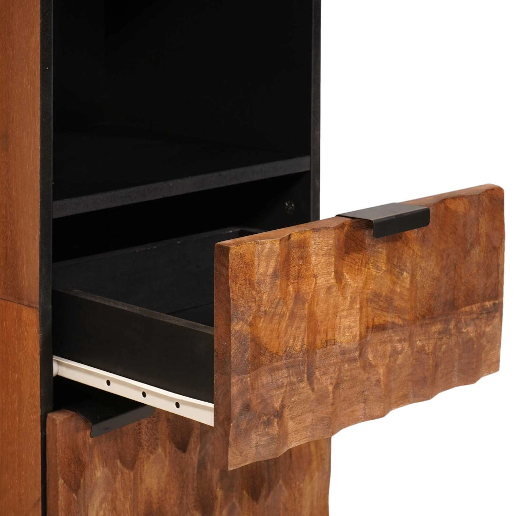 Mobiletto da bagno moderno con ripiano 38 x 33 x 160 cm pratico contenitore stile pulito legno di mango marrone 02_0057781