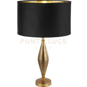 Lampada da tavolo Rye - Metallo ottone anticato e paralume in velluto nero