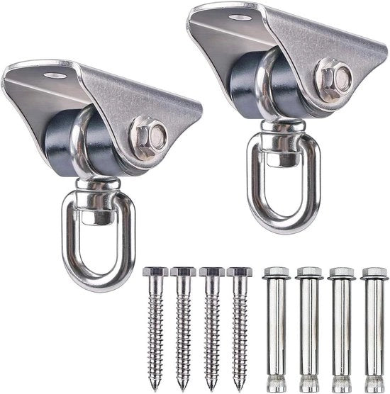 Kit di Sospensione per Parete con Hanger a 360° Rotazione, Flessibile, per Pesi fino a 730 kg - 2 pezzi