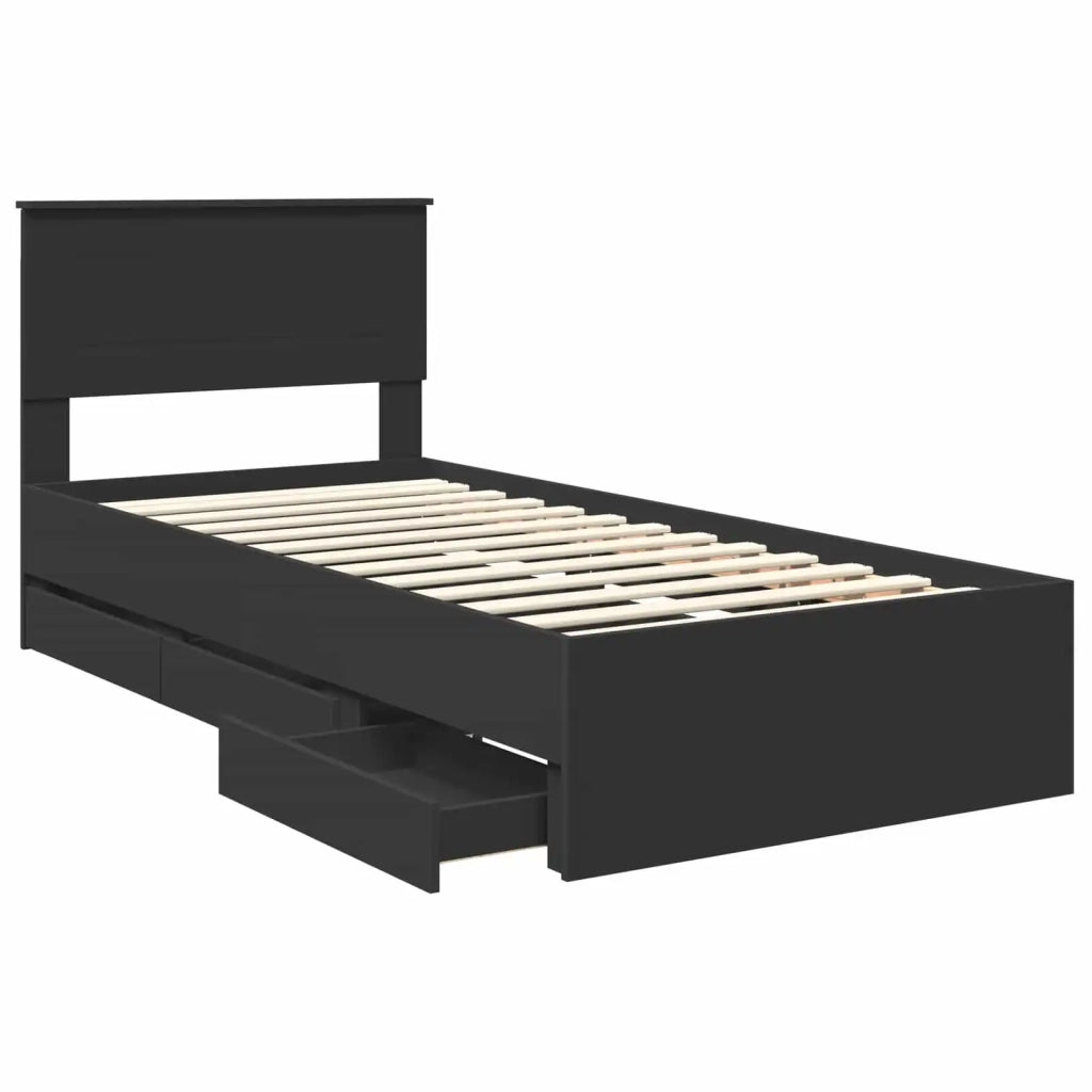 Struttura del letto Nero 75 x 190 cm Legno Ingegnerizzato 3408034