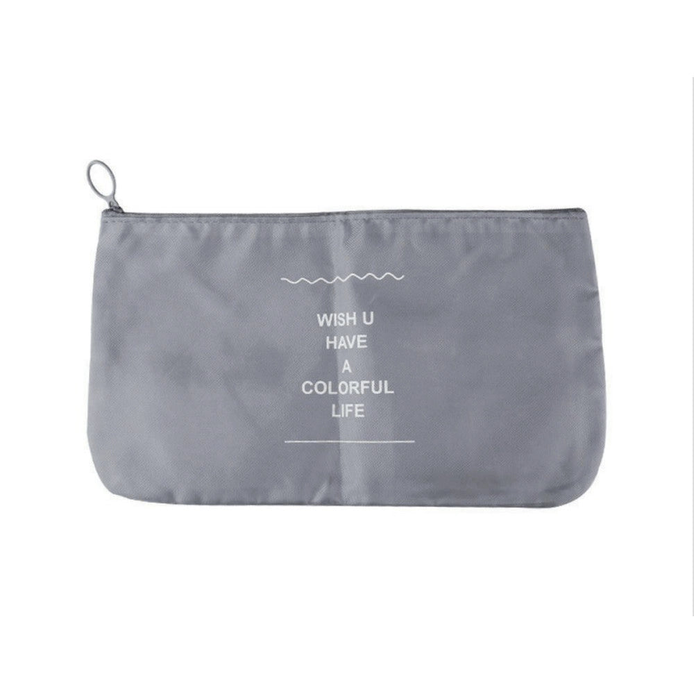 Trade Shop - Set 2pz Organizer Viaggio Organizza Valigia Bagagli Borsa Piatta 27x12cm Grigia 87714 -