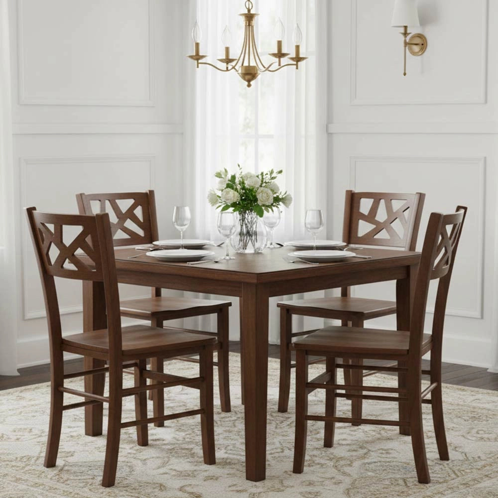Sedie sala da pranzo Sissy set da 2 in legno noce scuro con seduta in massello