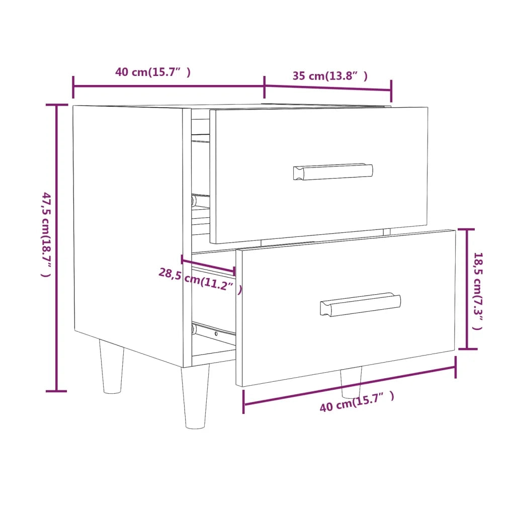 Comodini 2 pz Bianchi 40x35x47,5 cm cod mxl 31112