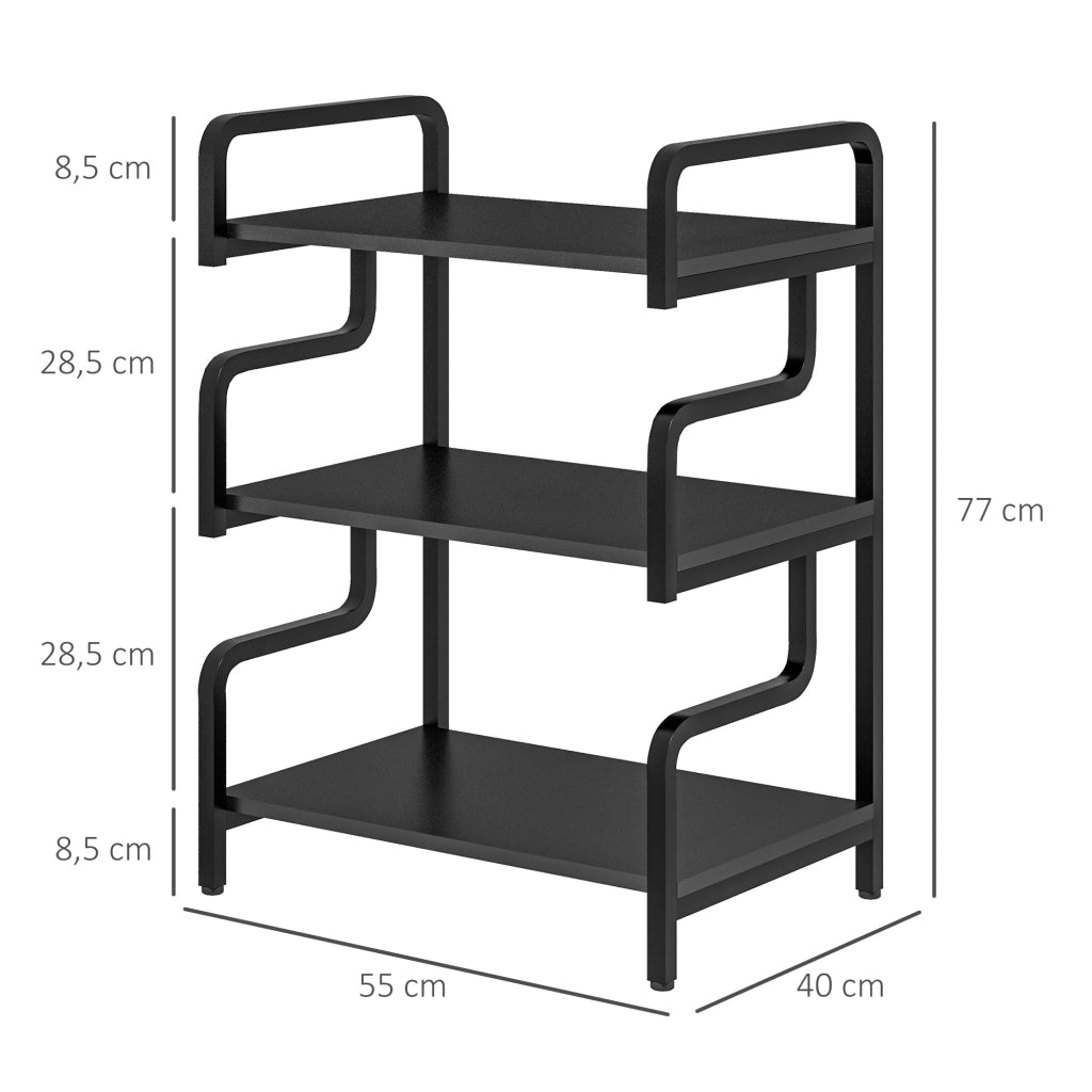 Scaffale a 3 ripiani ¨C Xylo ¨C Metallo nero stile industriale 55x40x77 cm