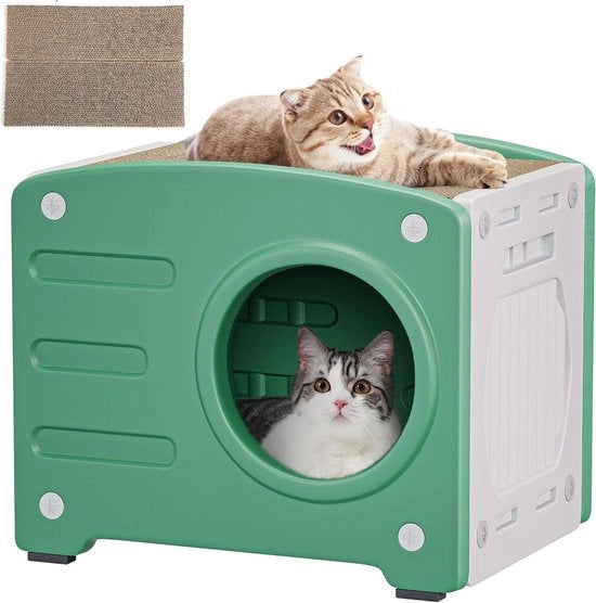 Casa per gatti - Ponte per gatti - Letti per gatti in plastica - Gatti di casa - Tana per gatti - Mobili per gatti - Nascondiglio per gatti - Recinzione per gatti - Impermeabile Verde - Capacità di carico 99 kg casa per gatti per esterno