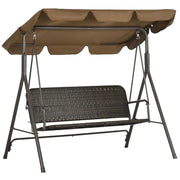 DONDOLO DA GIARDINO 3 POSTI CON TETTUCCIO PARASOLE 167 X 112 X 153 CM MARRONE