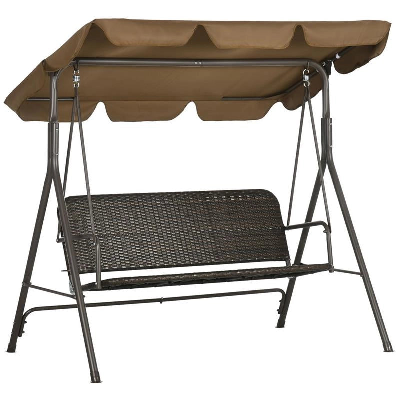 DONDOLO DA GIARDINO 3 POSTI CON TETTUCCIO PARASOLE 167 X 112 X 153 CM MARRONE