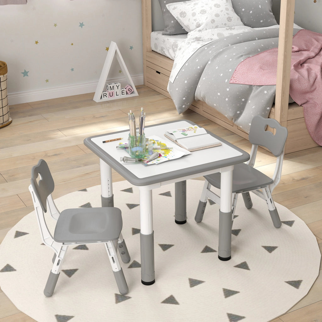 Tavolo e 2 Sedie per Bambini Regolabili in Altezza ¨C zephmum ¨C Legno e Metallo