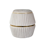Pouf Doric 200 in Velluto Misto Cotone Taupe e Oro