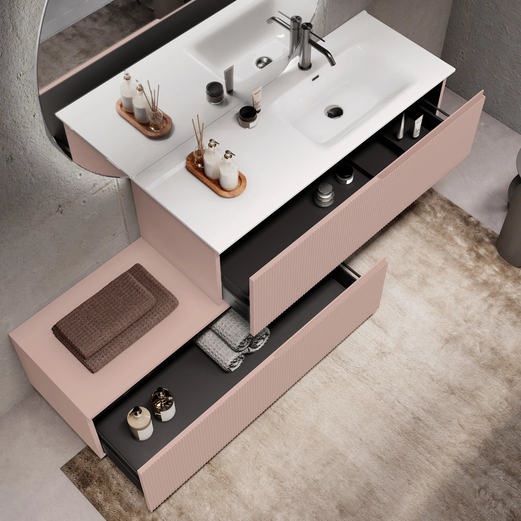 Composizione vasca DX 4 pezzi VENERE rosa cipria