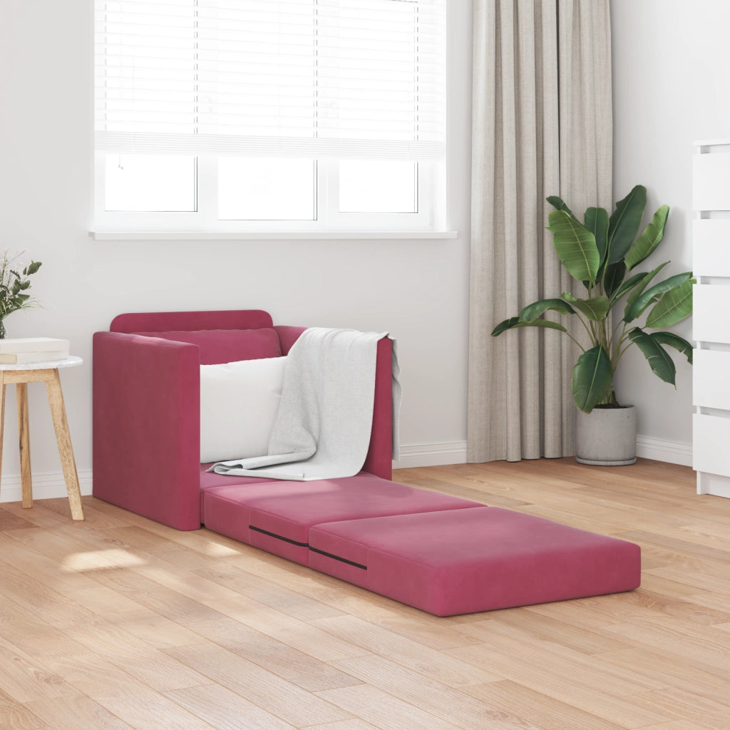 Divano letto 2-in-1 Rosso Vino 74x77x81 cm in Velluto