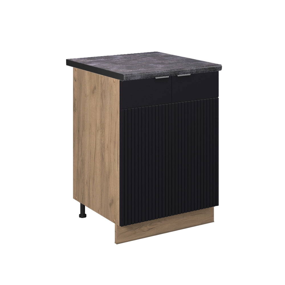 Vicco Mobiletto base cucina Nero a righe 60 cm , PL Antracite
