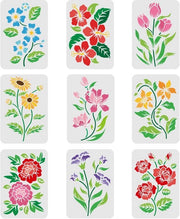 Sfondi floreali riciclabili - 9 modelli - Dimensioni 29,7 x 21 cm - Adatti per artigianato DIY