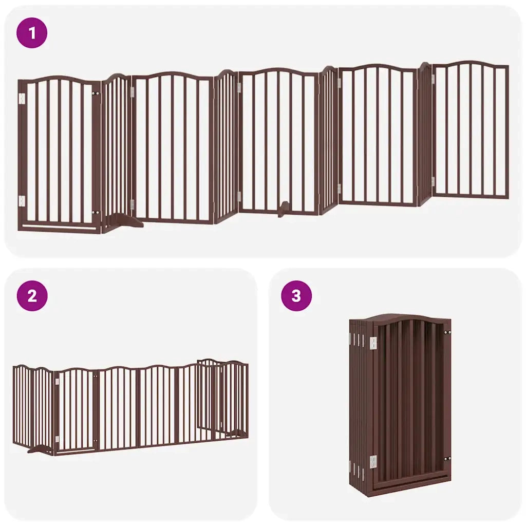 vidaXL Cancello Cani Porta Pieghevole Marrone 9 Pannelli 450cm Pioppo