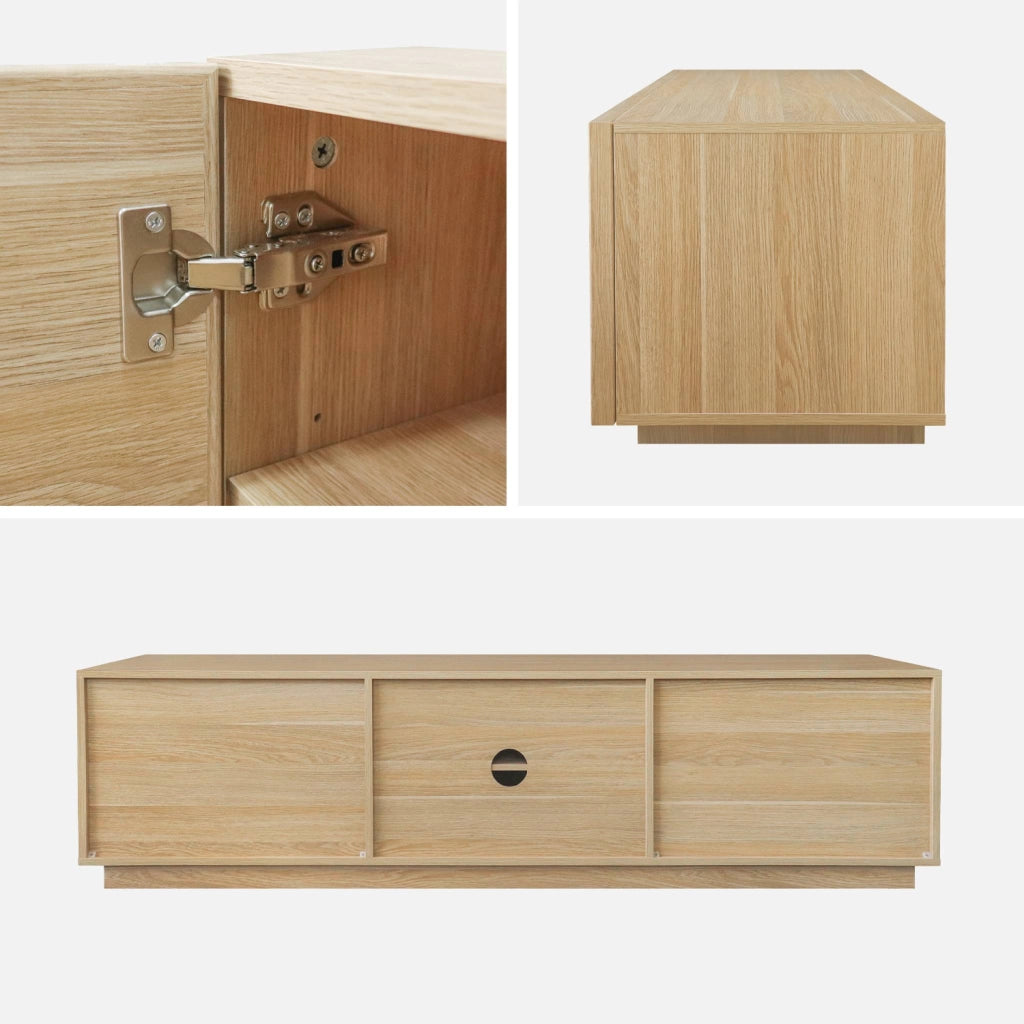 Mobile tv decorativo in legno 3 ante 180cm, marrone naturale