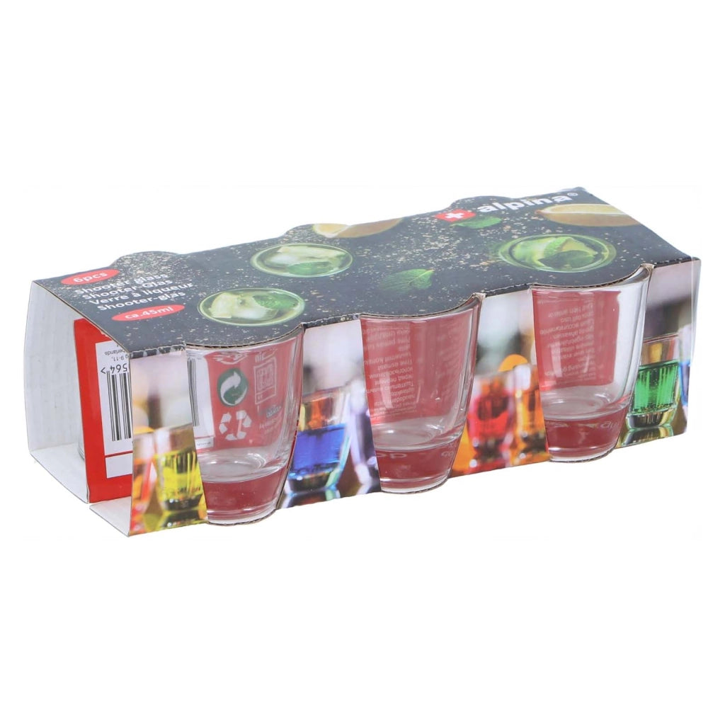 Confezione da 6 Bicchierini da Shot 45ml compatibili Bevande Alcoliche Resistenti Trasparente Alpina