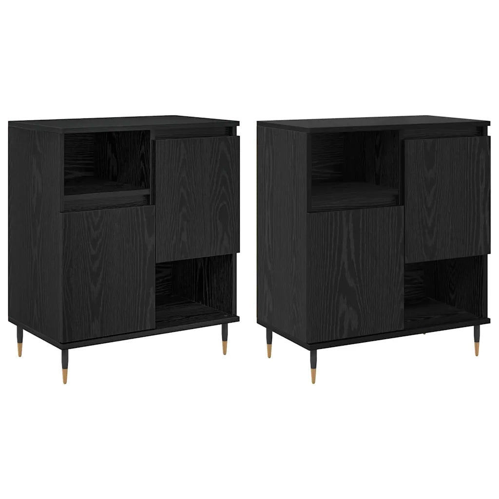 Sideboards 2 pcs Rovere nero 120 x 35 x 70 cm Legno multistrato