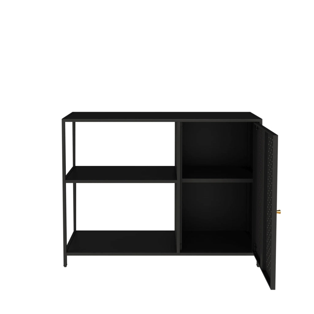 Scaffale 75 x 100 x 30 cm mobiletto portaoggetti in metallo nero opaco 03_0008919