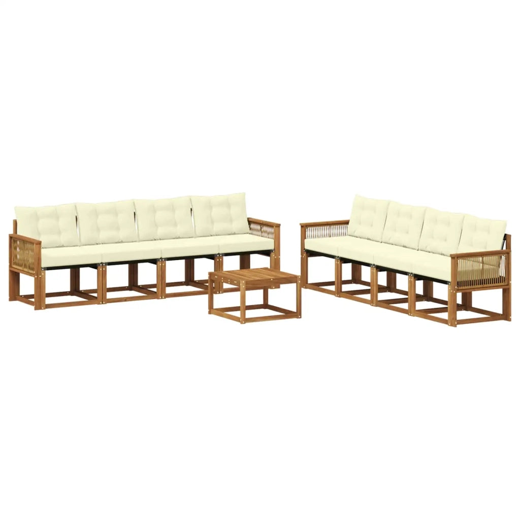 Set di divani da esterno 9 pz Naturale e Crema 3381858