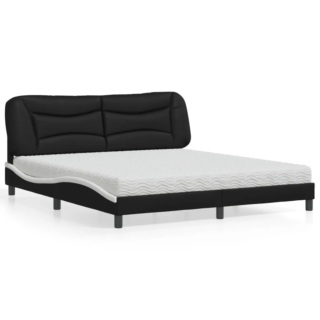 Letto con Materasso Hvar Nero e Bianco 180x200 cm in Similpelle 3208743