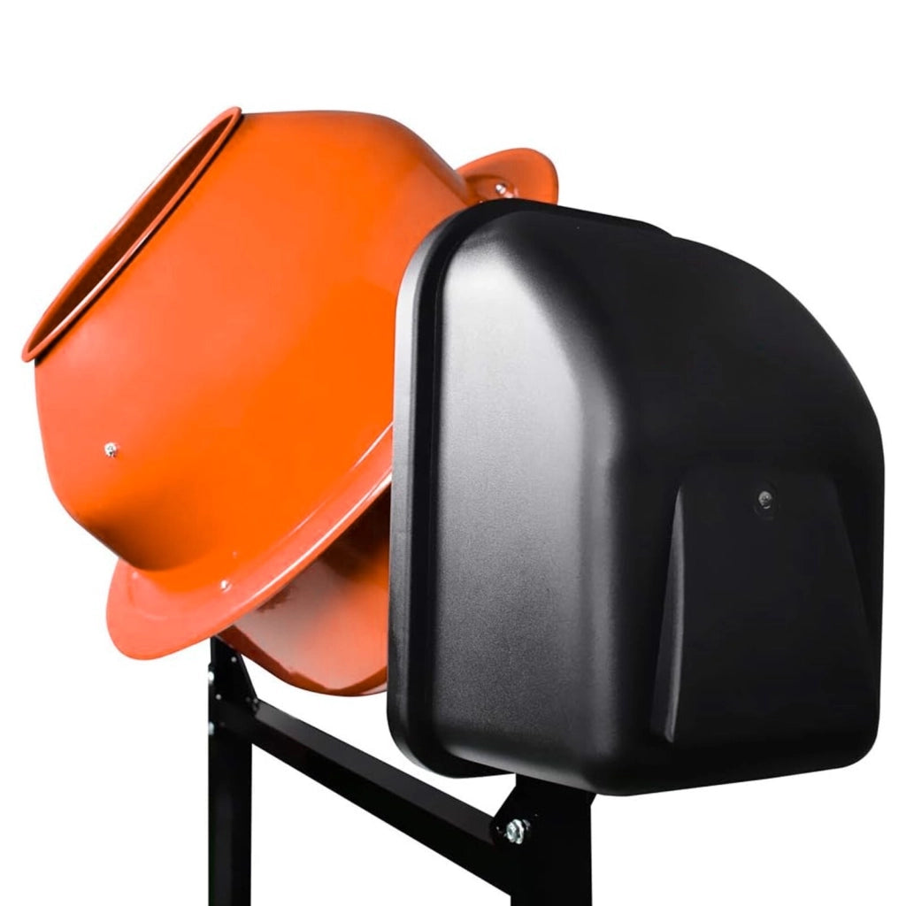 Betoniera Elettrica 70 Litri 220 Watt Impastatrice Miscelatore Cemento Con 2 Ruote E Certificazione CE Telaio In Acciaio Per Malta Calcestruzzo 30 Giri Al Minuto Colore Arancione