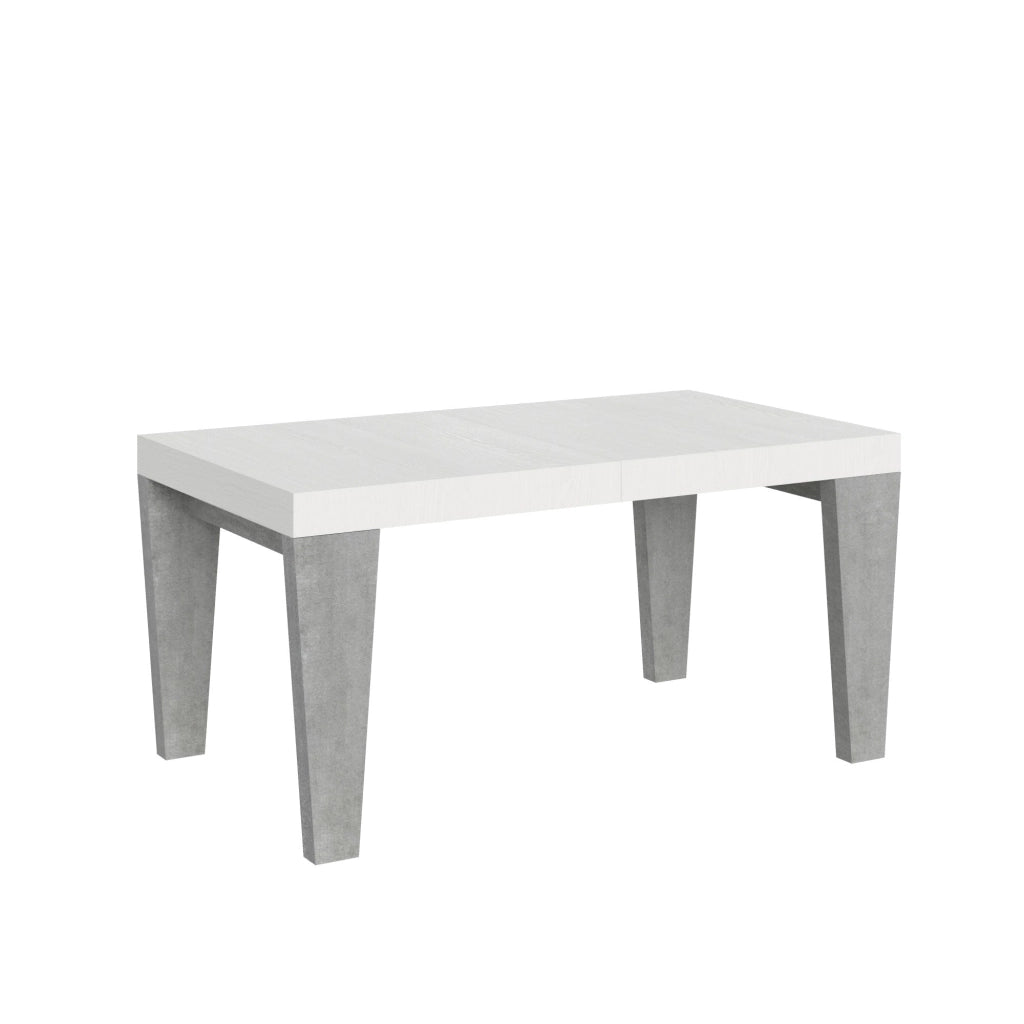 Tavolo Allungabile 160/420x90x77 cm Spimbo Mix  piano Bianco Frassino gambe Cemento