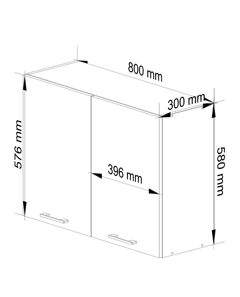 Mobile da cucina pensile sistema AKORD OLIWIA Bianco 80 cm 2 ante 80x30x58 cm