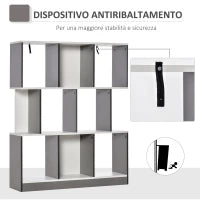 Mobile Libreria a 8 Ripiani per Soggiorno e Camera da Letto, in Legno, 100x24x124 cm, Grigio Carbone