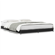 Letto matrimoniale | Letto per adulti | Giroletto Nero 135x190 cm in Legno Multistrato e Metallo