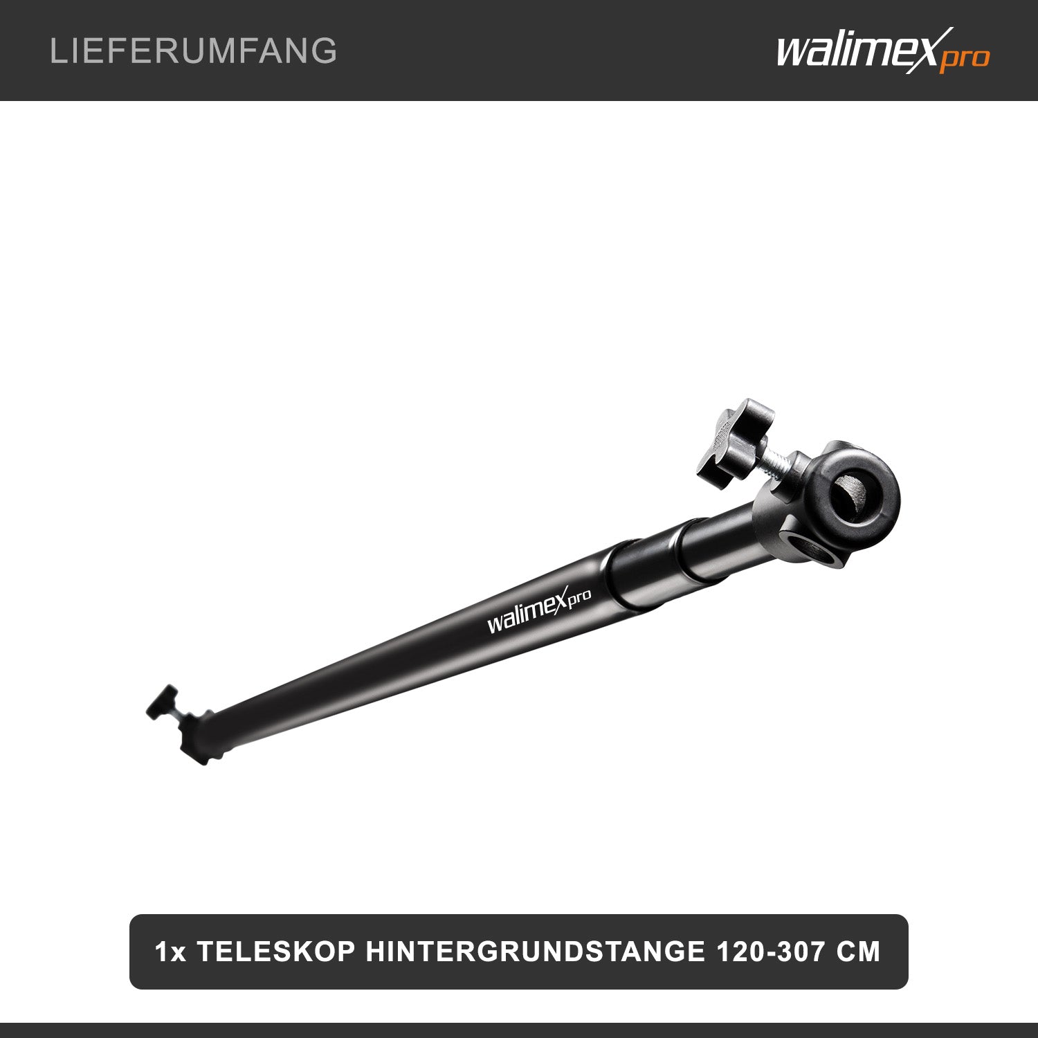 asta telescopica per fondali 120-307cm - trasportabile, estensibile all'infinito, caricabile fino a 6kg, ideale per fondali in tessuto, perfetta per studi mobili