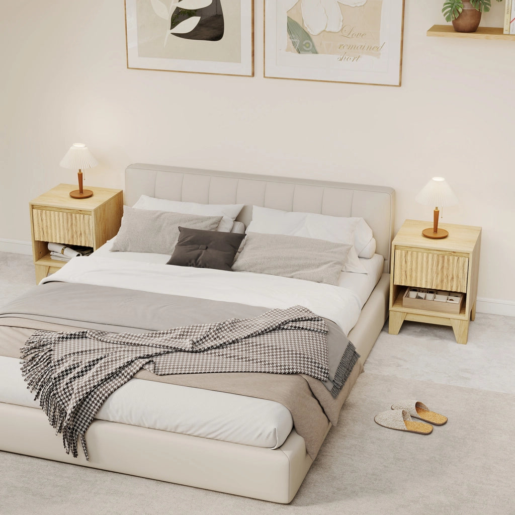Set 2 comodini ¨C Xylo ¨C legno naturale 1 cassetto 43x40x55cm