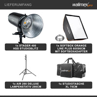 Stager 400 HSS set flash fotografico da studio, luce LED da 400 W per foto e video, con softbox stativo luci e accessori