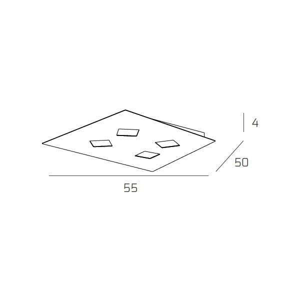 NOTE APPLIQUE PLAFONIERA 4 LUCI ATTACCO GX53 GRIGIO