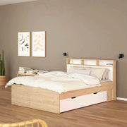 Letto piazza e mezza Jean, Sommier per camera da letto, Giroletto per stanza, Struttura porta materasso, 206x150 h97 cm, Rovere e Bianco