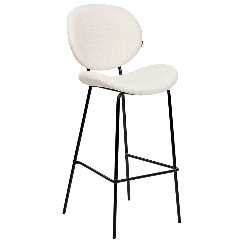 Set di 2 sedie da pranzo bianco con gambe senza braccioli Bouclè PU Gambe in ferro nero Design contemporaneo e retrò Sedute per la sala da pranzo