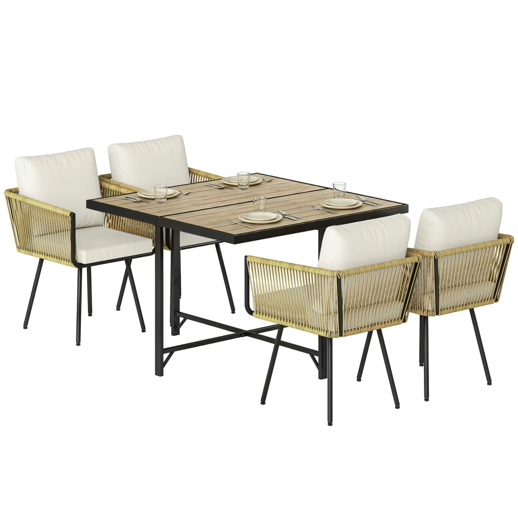Set Giardino 5 Pezzi Tavolo Legno Plastica ¨C zephmum ¨C Grigio