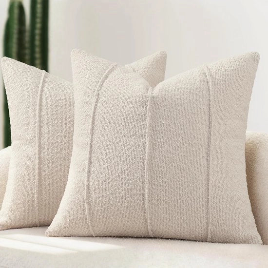 Set di coprifuoco per cuscini a forma di bouclé 45x45 - Coprifuoco per cuscini morbidi - Decorativi coprifuoco per cuscini - Adatti per divano/sedia da soggiorno/letto - Closura ermetica a forma di passamaneria - Coprifuoco per cuscini