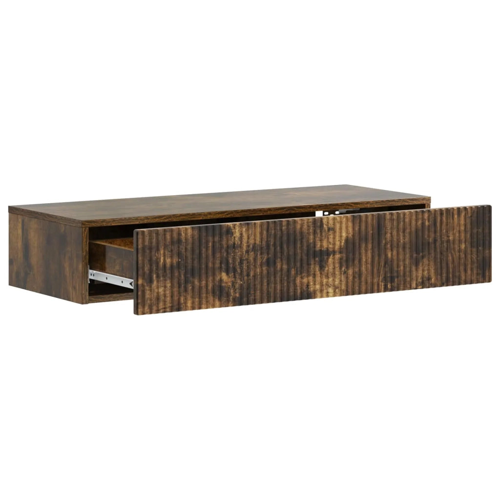 Tavolino da Parete Laterale Rovere Fumo 87,5 x 34,5 x 17 cm