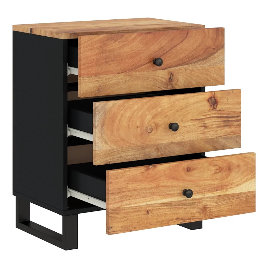 Comodino 50x33x62 cm Legno Massello Acacia e Legno Multistrato cod mxl 30396